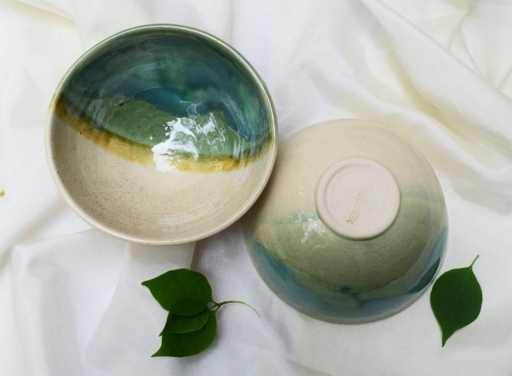 Half Green White Bowl