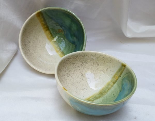 Half & Half Green White Bowl- Set of 2 - Image 3